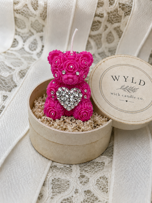 Rose Bear Candle
